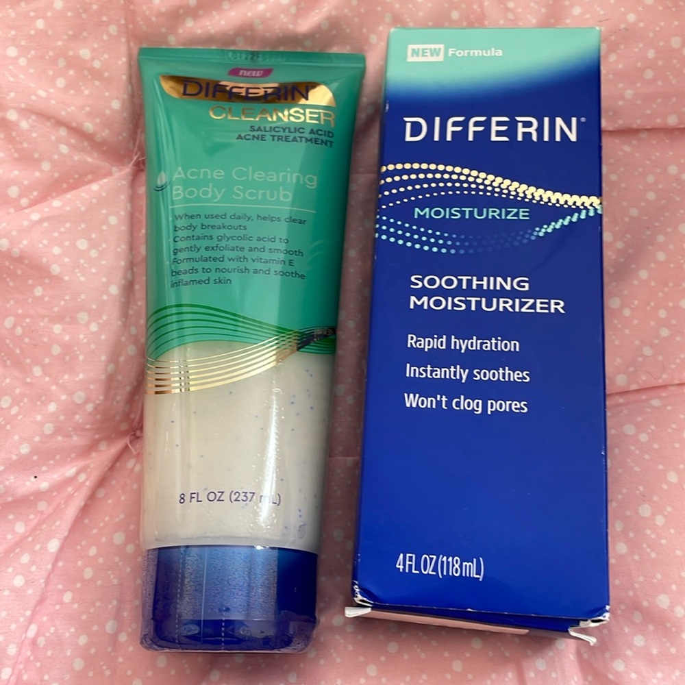 Differin Acne Treatment Body Scrub & Moisturizer Lot